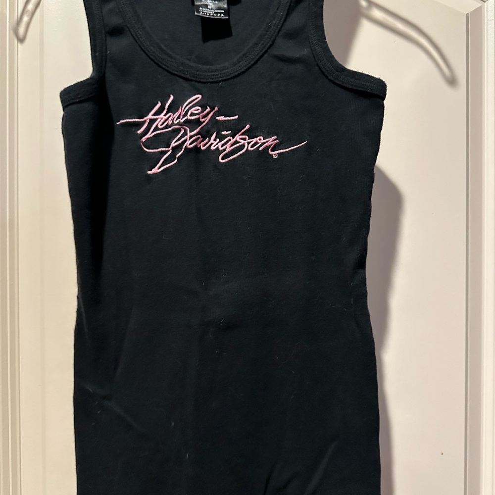 Harley-Davidson Black Tank Top with Pink Logo